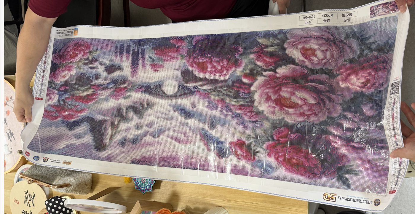 Large purple floral diamond painting canvas
